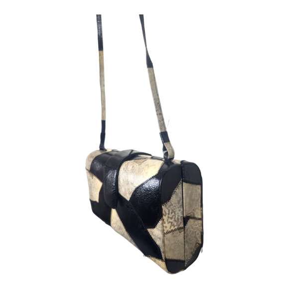 Vintage Genuine Frogskin Leather Hardshell Patchwork Shoulder Bag Purse - Picture 8 of 10